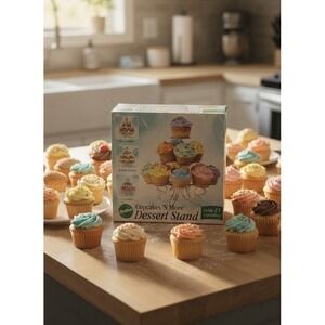 Wilton Cupcakes 'N More Metal Silver 2-Tier Round Cupcake Stand Easy to Assemble